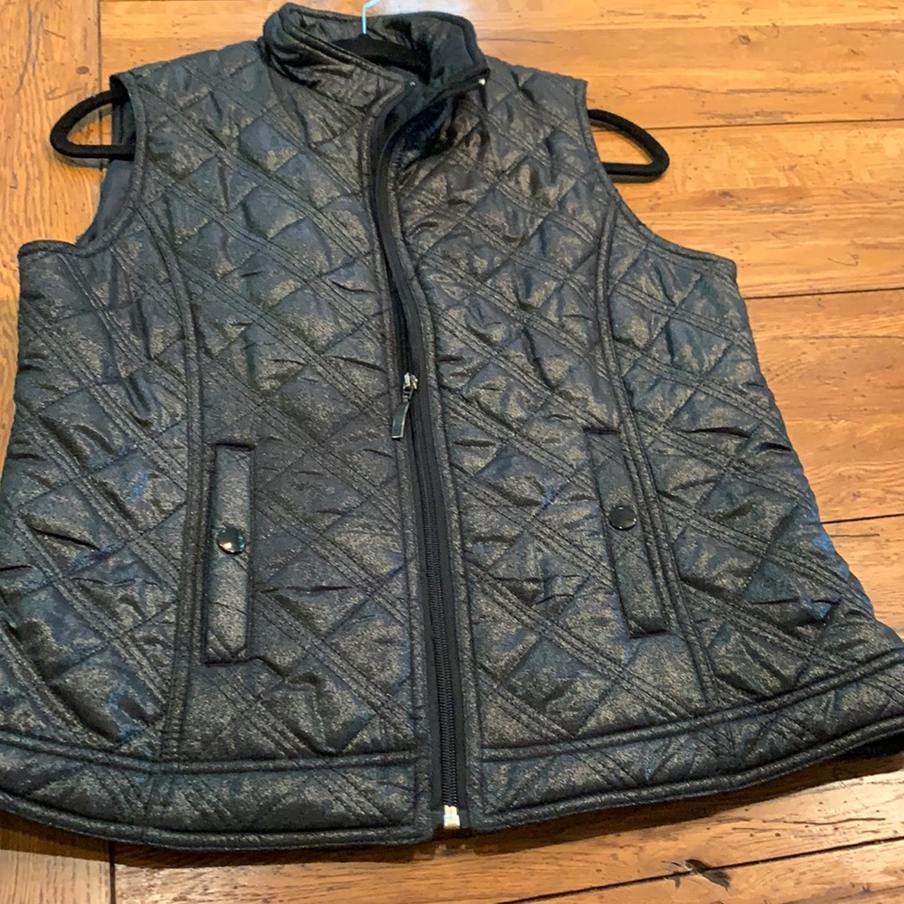 Chico’s metallic blackish vest.